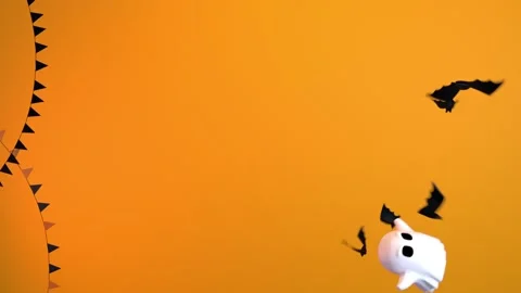Vertical halloween card with animated ghost and bats Stock-Footage 212531912