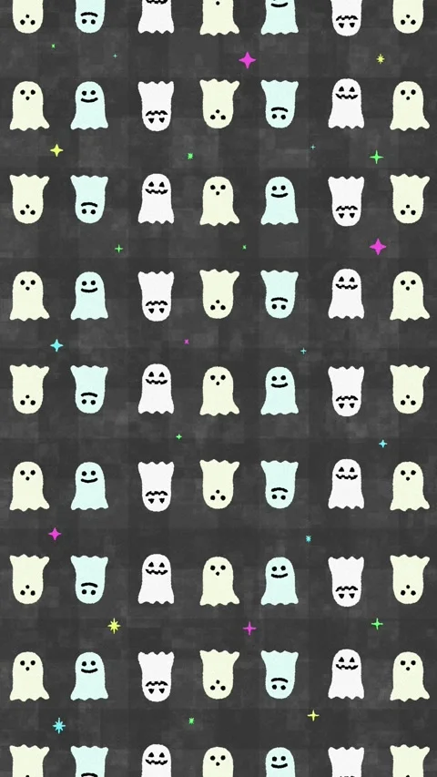 Vertical Halloween Checkered Background with Ghosts, Gray 스톡 동영상 343608198