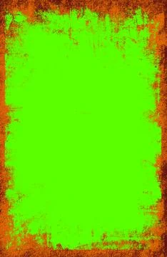 Vertical Halloween green screen background with distressed dark brown borde.. イラスト素材