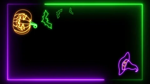 Vertical Halloween Neon Frame Stock Footage 253501124