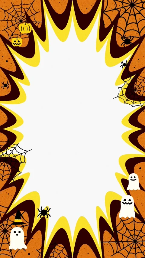 Vertical Halloween Shockwave Frame Background Animation, Orange and Yellow Video stock 343608095
