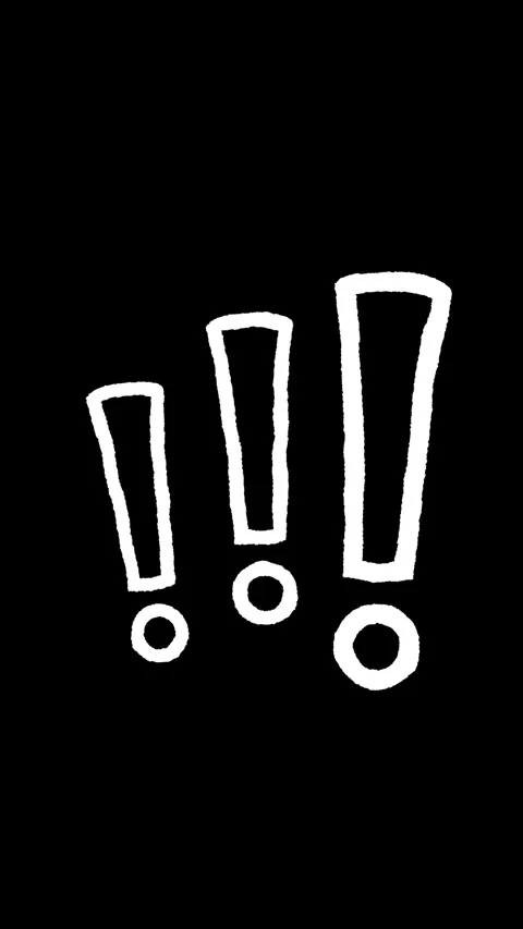 Vertical Hand Drawn Exclamation Mark Symbols Animation on Black Background Video stock 342699191