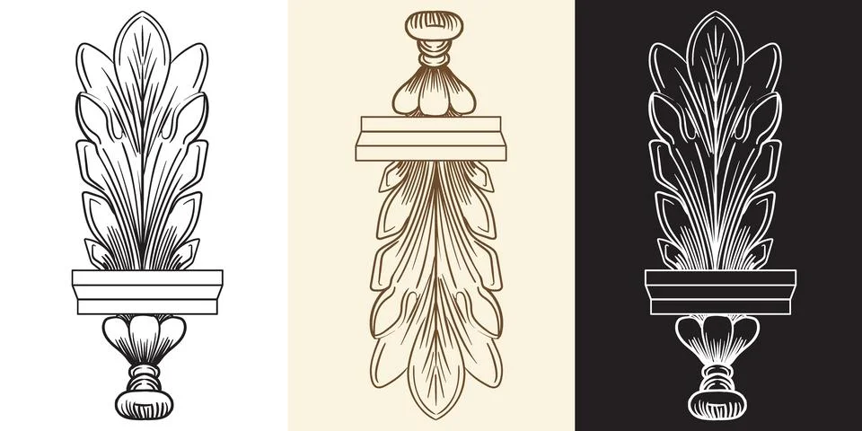 Vertical hand drawn monogram and design element vector Stock Illustration