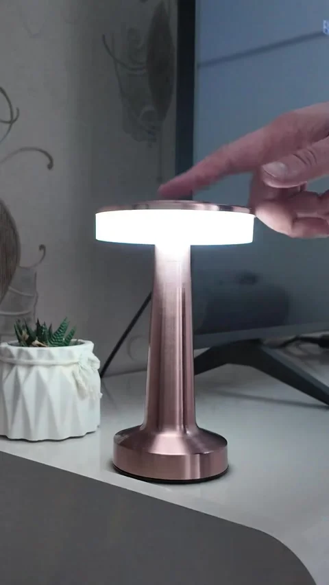 Vertical Hand Touching Modern LED Lamp Changing Light Color 스톡 동영상 332227345