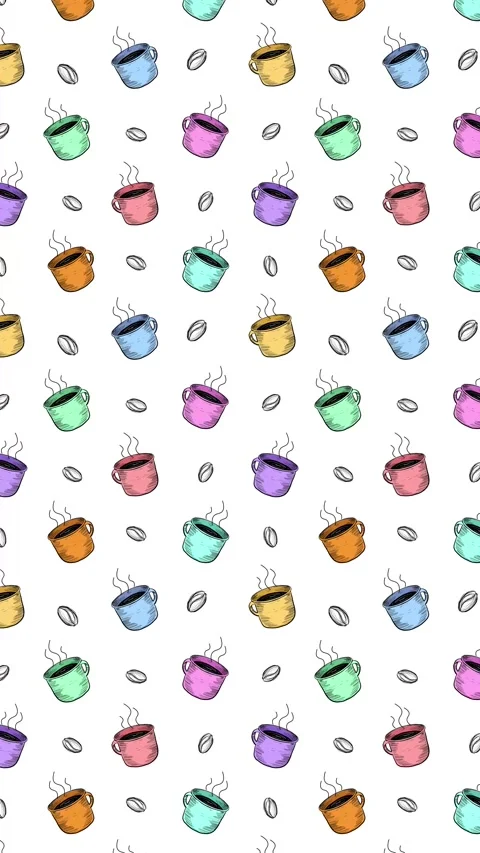 Vertical Handdrawn Coffee Pattern Video stock 273830501