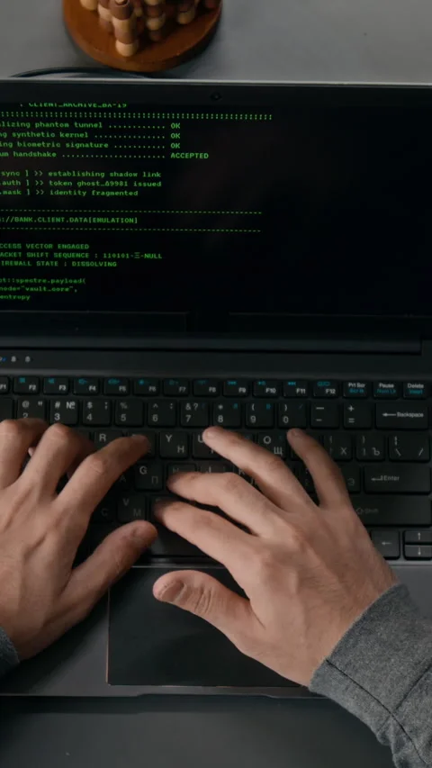 Vertical of Hands of Anonymous Programmer Writing Code on Laptop at Office Desk Vídeos de archivo 329616900