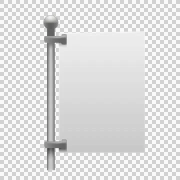 Vertical hanging blank sign board attached to a silver metal pole isolated .. Stock Illustration