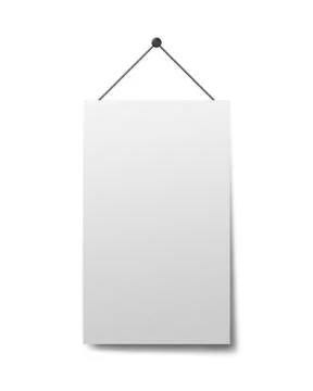 Vertical hanging white banner. Stock Illustration