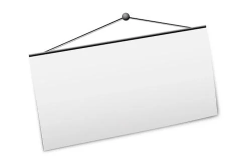 Vertical hanging white banner. Stock Illustration