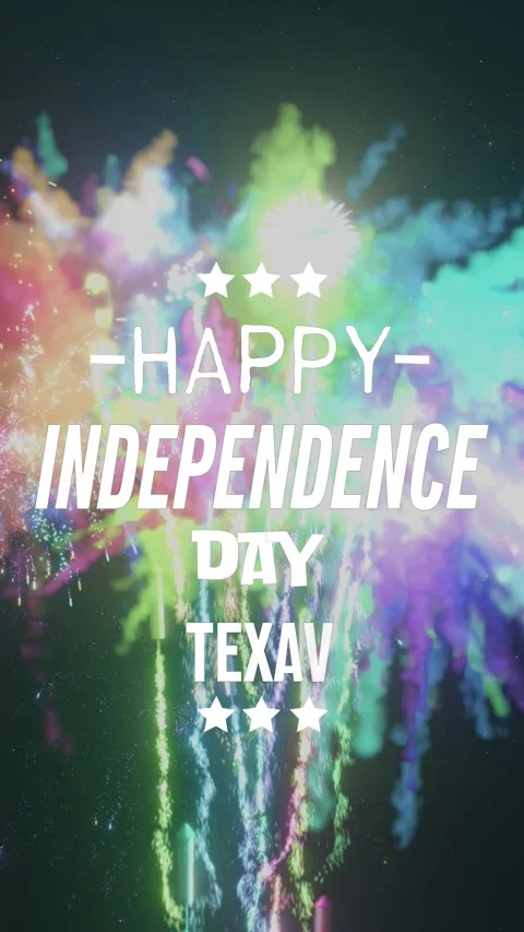 Vertical happy independence day texas greeting card with fireworks Stock Footage 300361484