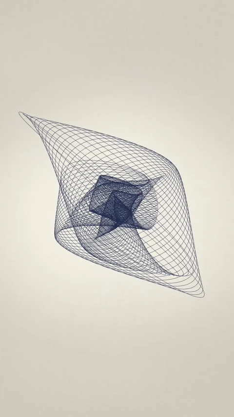 Vertical harmonograph pendulum drawing in navy ink that unwinds to a faint .. Vídeos de archivo 348290207