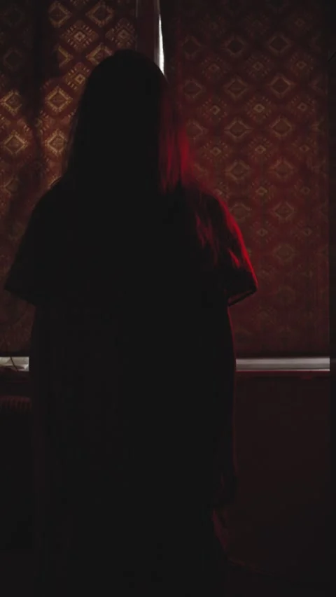 Vertical Haunted Psychological Thriller Concept Featuring a Mentally Ill Woman Stock Footage 320163716