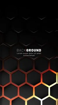 Vertical hexagon background. Gradient color light pattern with dark backgroun Stock Illustration