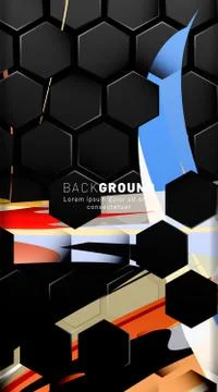 Vertical hexagon background. Gradient color light pattern with dark backgroun Stock Illustration