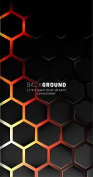 Vertical hexagon background. Gradient color light pattern with dark backgroun Stock Illustration