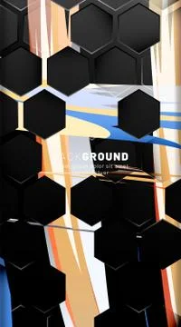 Vertical hexagon background. Gradient color light pattern with dark backgroun Stock Illustration