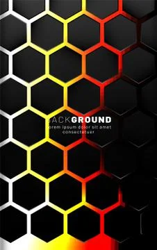Vertical hexagon background. Gradient color light pattern with dark backgroun Stock Illustration