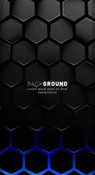 Vertical hexagon background. Gradient color light pattern with dark backgroun Illustrazione stock