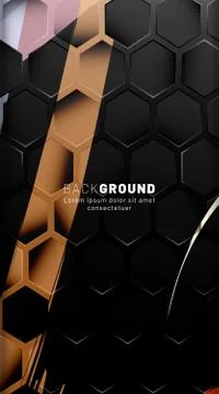 Vertical hexagon background. Gradient color light pattern with dark backgroun Stock Illustration