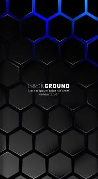 Vertical hexagon background. Gradient color light pattern with dark backgroun Stock Illustration