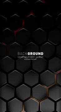 Vertical hexagon background. Gradient color light pattern with dark backgroun Illustrazione stock