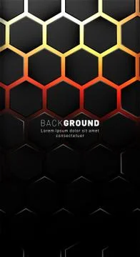 Vertical hexagon background. Gradient color light pattern with dark backgroun Stock Illustration