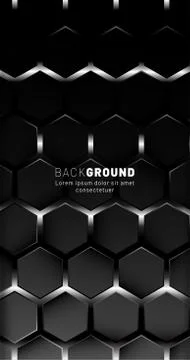 Vertical hexagon background. Gradient color light pattern with dark backgroun Illustrazione stock