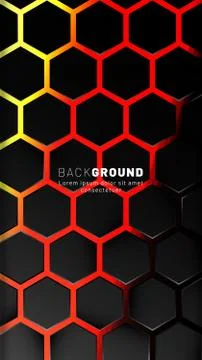 Vertical hexagon background. Gradient color light pattern with dark backgroun Illustrazione stock