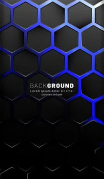 Vertical hexagon background. Gradient color light pattern with dark backgroun Stock Illustration