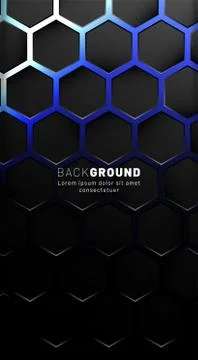 Vertical hexagon background. Gradient color light pattern with dark backgroun Stock Illustration