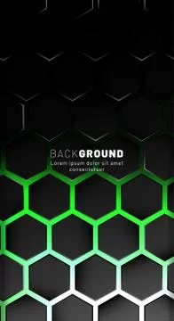 Vertical hexagon background. Gradient color light pattern with dark backgroun Stock Illustration
