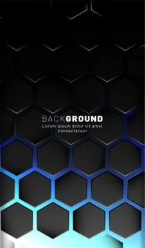 Vertical hexagon background. Gradient color light pattern with dark backgroun Illustrazione stock