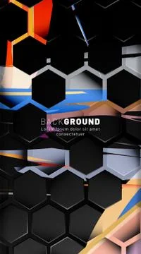 Vertical hexagon background. Gradient color light pattern with dark backgroun Stock Illustration