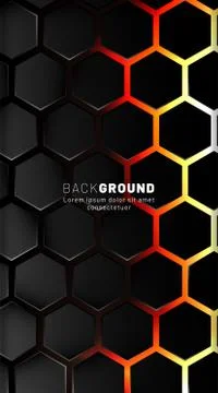 Vertical hexagon background. Gradient color light pattern with dark backgroun Stock Illustration