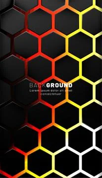Vertical hexagon background. Gradient color light pattern with dark backgroun Stock Illustration