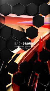 Vertical hexagon background. Gradient color light pattern with dark backgroun Stock Illustration