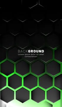 Vertical hexagon background. Gradient color light pattern with dark backgroun Stock Illustration