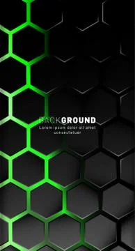 Vertical hexagon background. Gradient color light pattern with dark backgroun Stock Illustration