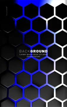 Vertical hexagon background. Gradient color light pattern with dark backgroun イラスト素材