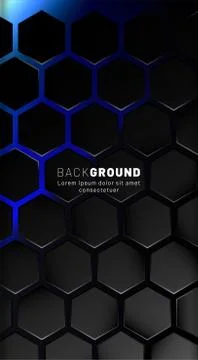 Vertical hexagon background. Gradient color light pattern with dark backgroun Stock Illustration