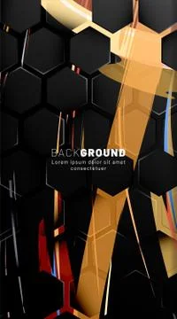Vertical hexagon background. Gradient color light pattern with dark backgroun Stock Illustration