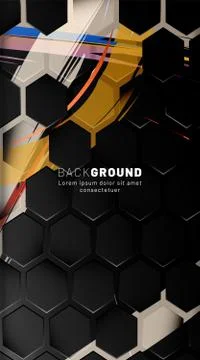 Vertical hexagon background. Gradient color light pattern with dark backgroun Illustrazione stock