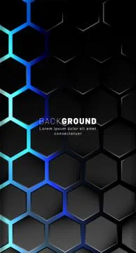 Vertical hexagon background. Gradient color light pattern with dark backgroun Stock Illustration