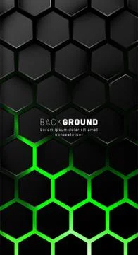 Vertical hexagon background. Gradient color light pattern with dark backgroun Illustrazione stock