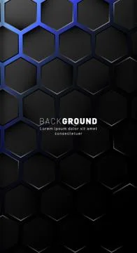 Vertical hexagon background. Gradient color light pattern with dark backgroun Stock Illustration