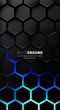 Vertical hexagon background. Gradient color light pattern with dark backgroun Stock Illustration