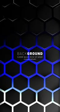 Vertical hexagon background. Gradient color light pattern with dark backgroun Stock Illustration
