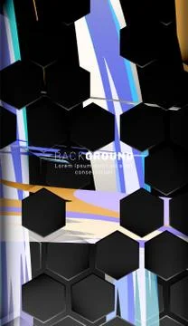 Vertical hexagon background. Gradient color light pattern with dark backgroun Stock Illustration