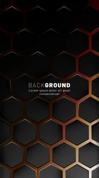 Vertical hexagon background. Gradient color light pattern with dark backgroun Stock Illustration