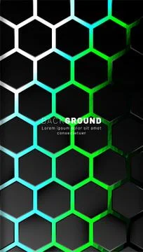 Vertical hexagon background. Gradient color light pattern with dark backgroun Stock Illustration